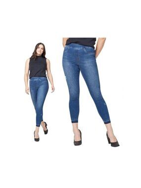 SPANX Distressed Ankle Skinny Jeans Medium Wash Shaping Denim Jean Size S (2-4)